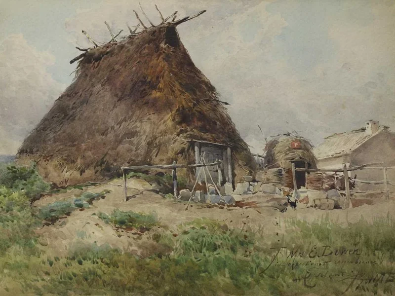 1848-Onorato Carlandi - Un'abitazione con il tetto di paglia
